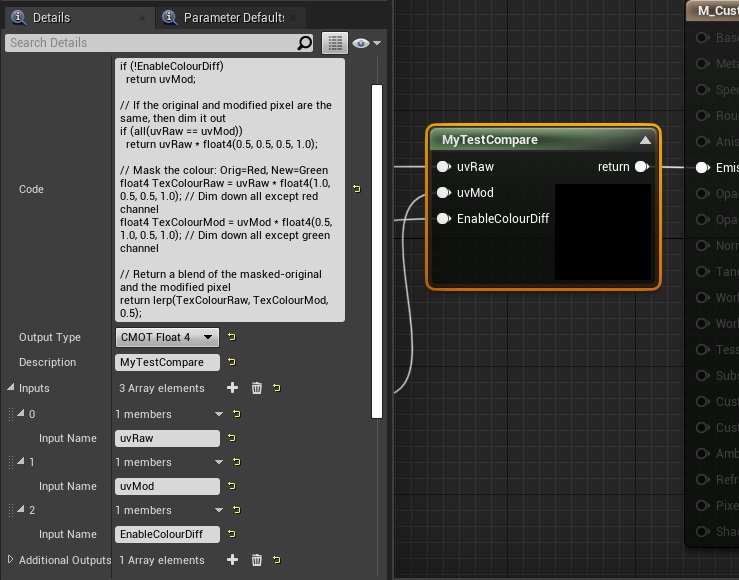 Material output compare node