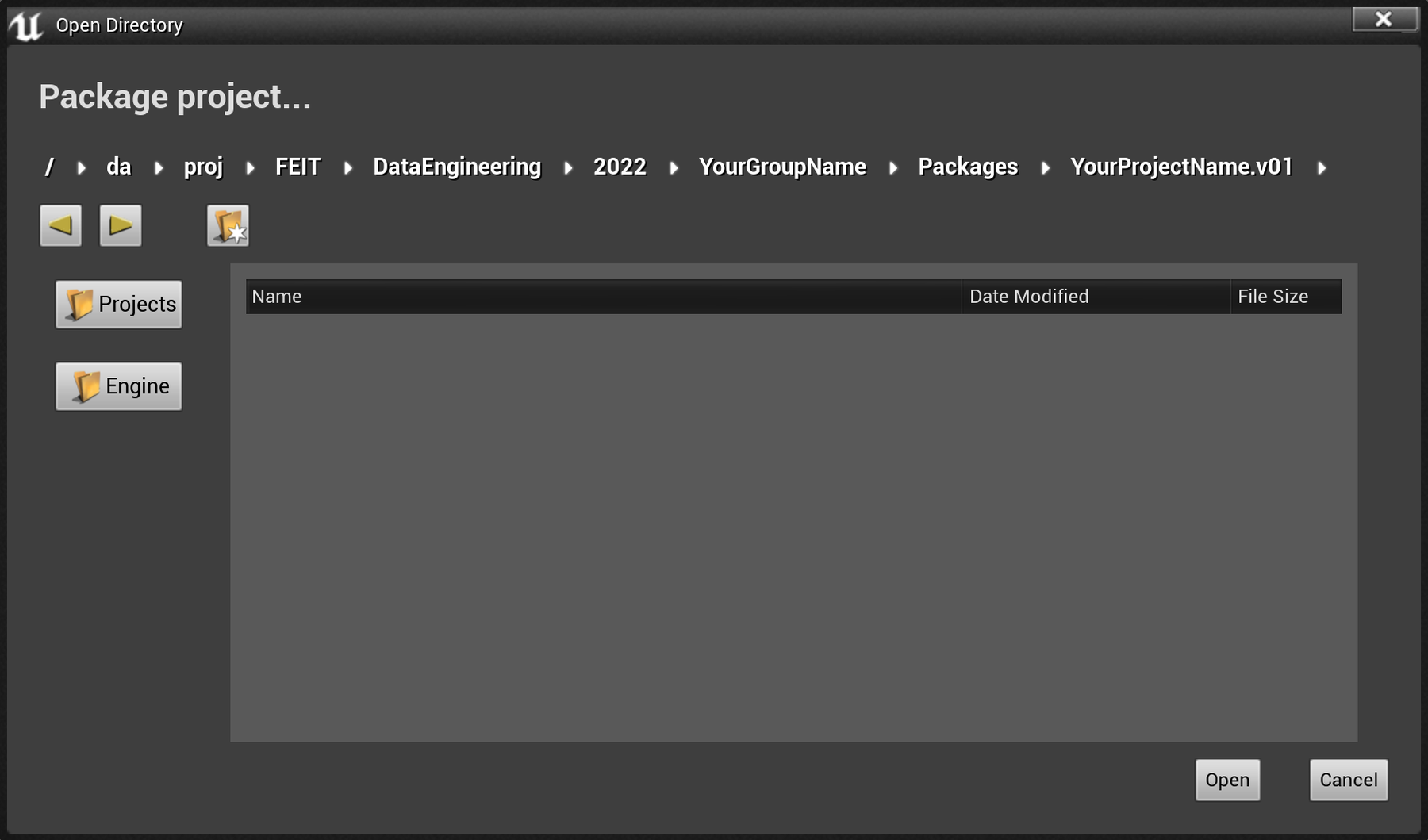 UE4 Package Folder