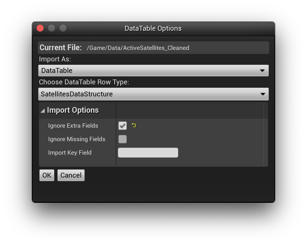 UE Tutorial - Data Table dialog