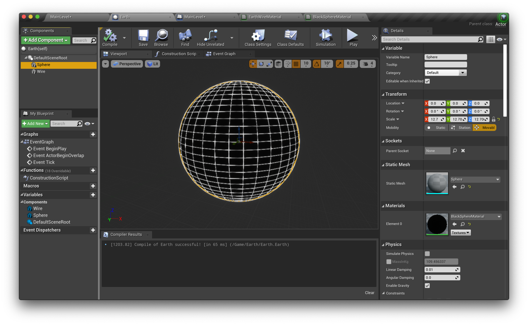 UE Tutorial - Earth actor viewport