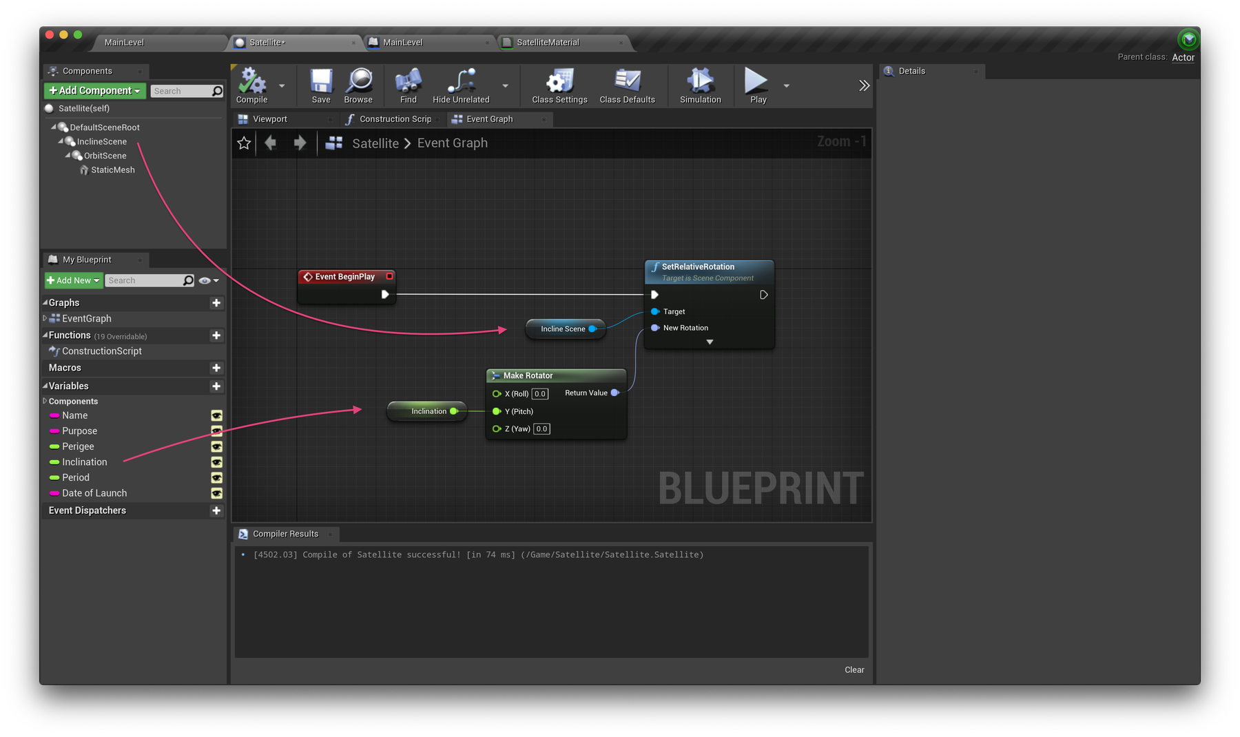 UE Tutorial - Satellite incline