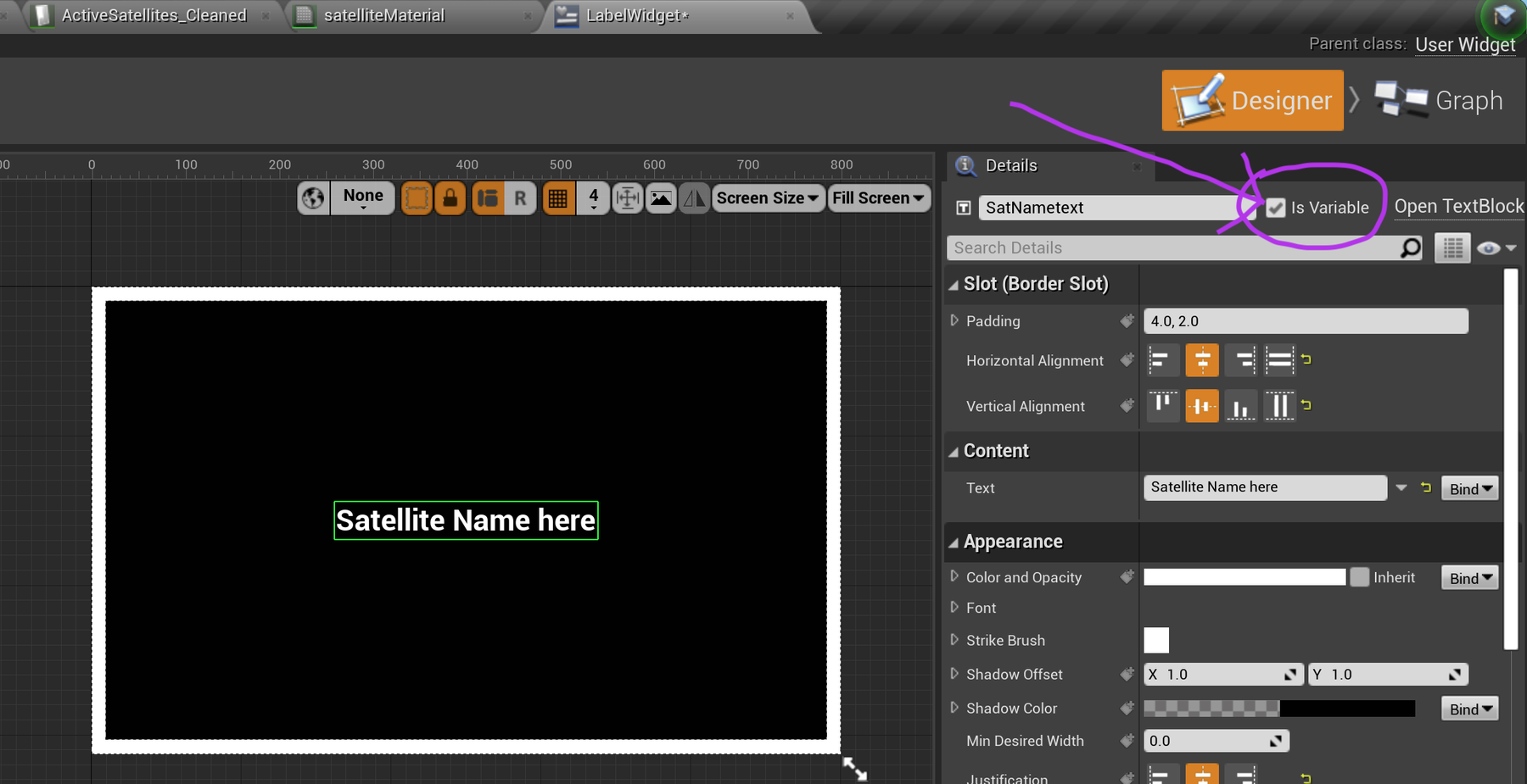 unrealEngine.SatelliteTutorial.SetWidgetAsVariable.png